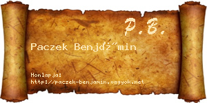 Paczek Benjámin névjegykártya
